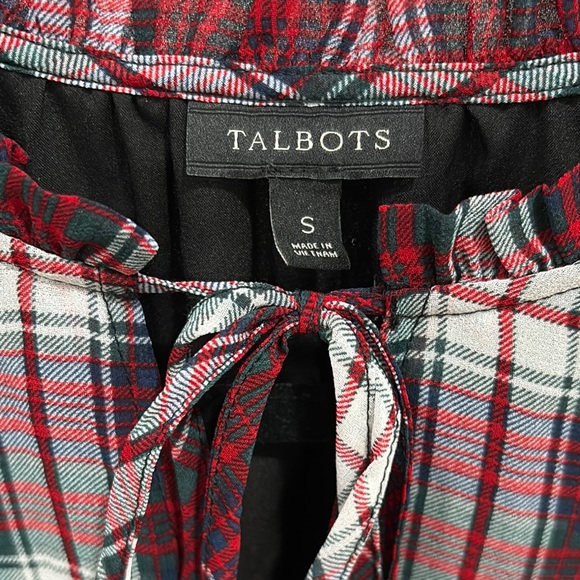 Talbots Red and White Smocked Tie Front Blouse - Picture 2 of 5